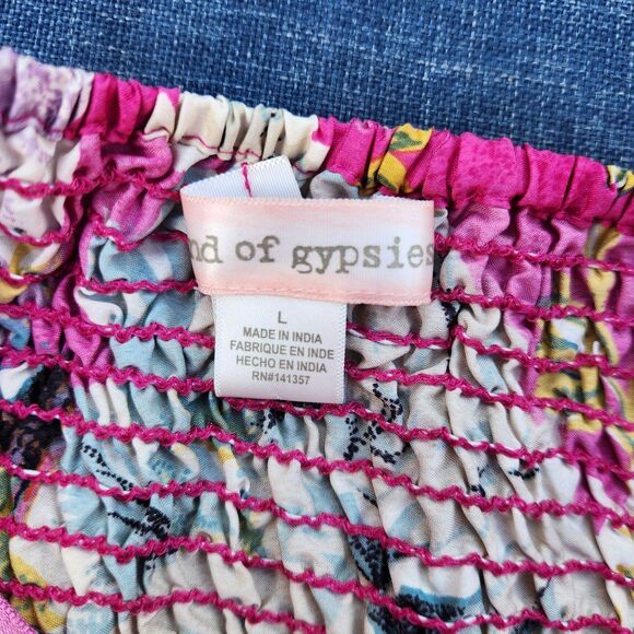 Anthropologie Band of Gypsies Pink Teal Abstract Floral Dress Womens Size Large - Picture 16 of 16